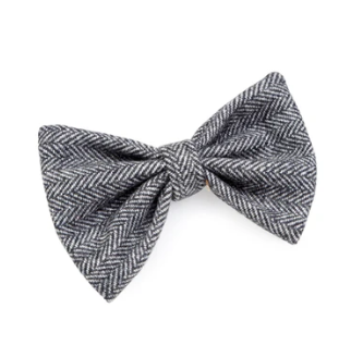Grey Tweed Dog Bow tie by Paw Daw London.