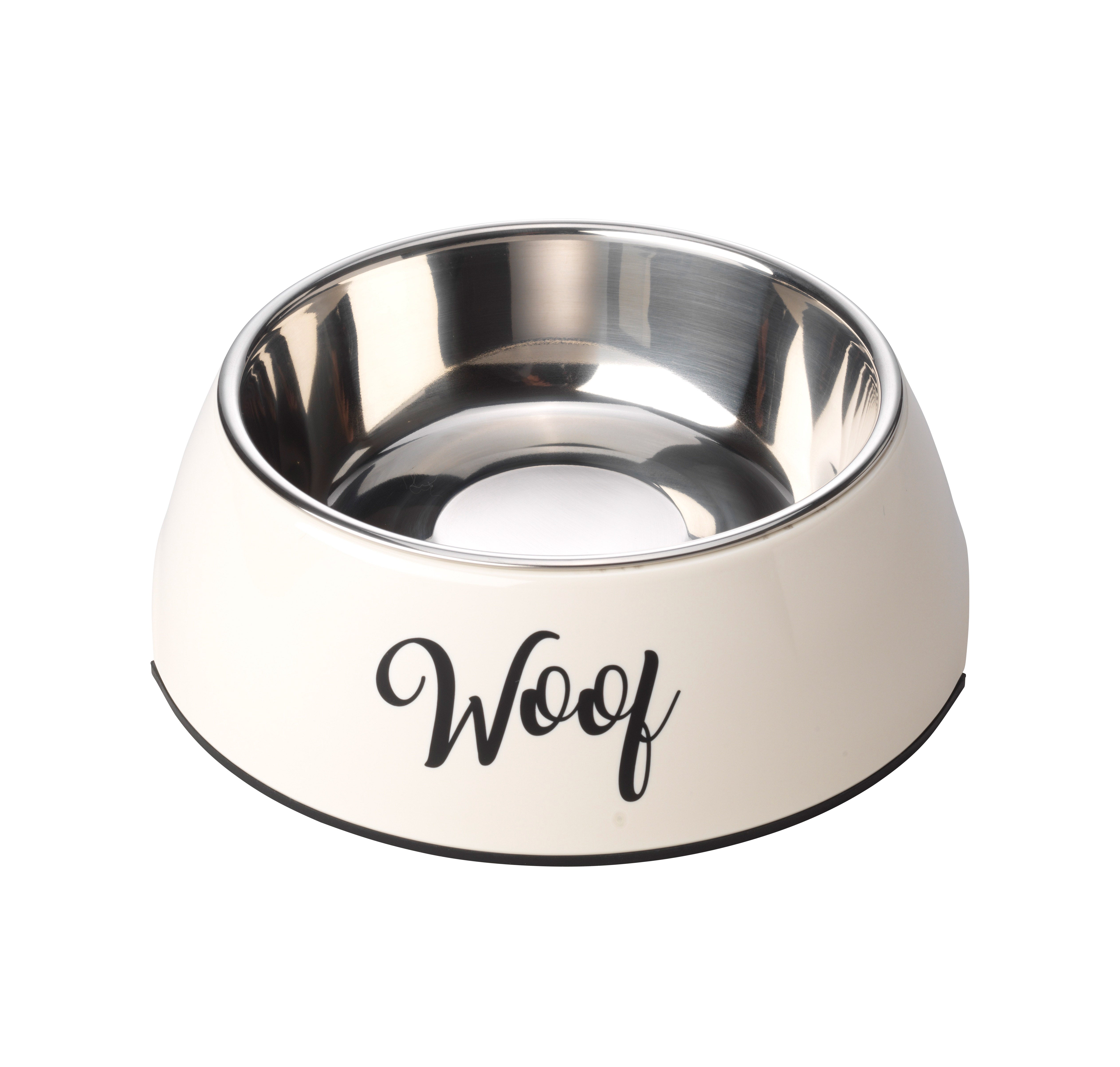 2 in 1 Woof Dog Bowl Set - Cream