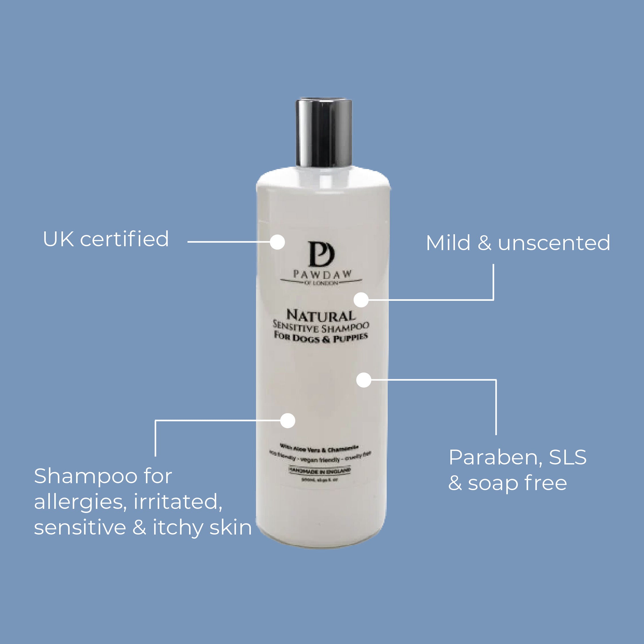 Natural Sensitive Shampoo for Dogs & Puppies - Pawdaw of London