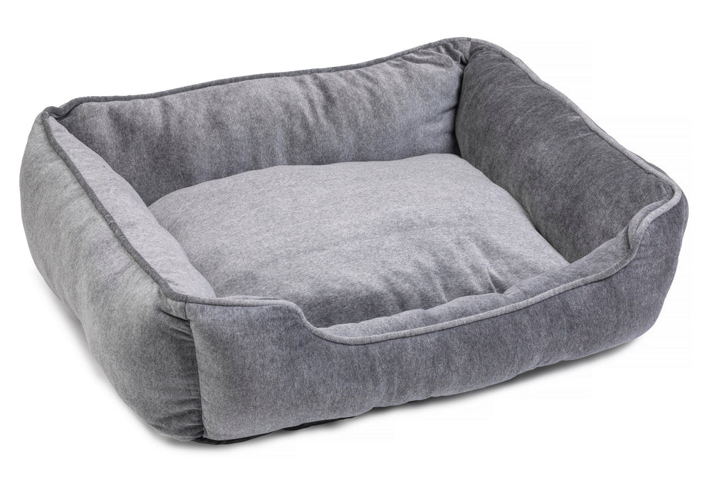 Grey Velvet Rectangle Dog Bed