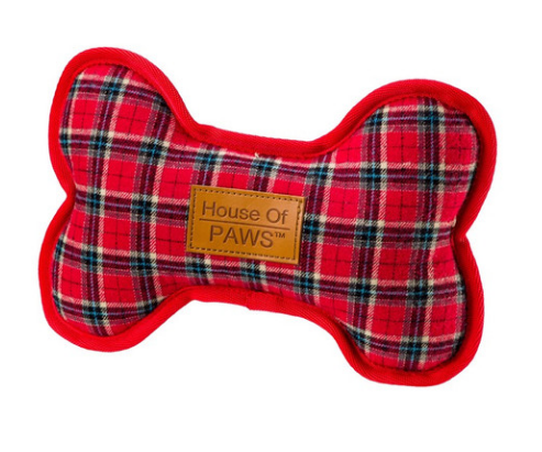 Christmas Red Tweed Dog Bone Toy