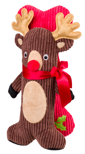 Christmas Rudolph & Bone Dog Toy - 2 Pack