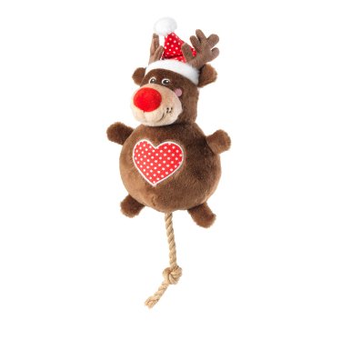 Christmas Snowball Rope Dog Toy; Rudolph & Penguin - Pawdaw of London