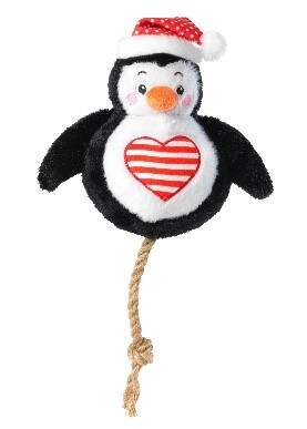 Christmas Snowball Rope Dog Toy; Rudolph & Penguin - Pawdaw of London