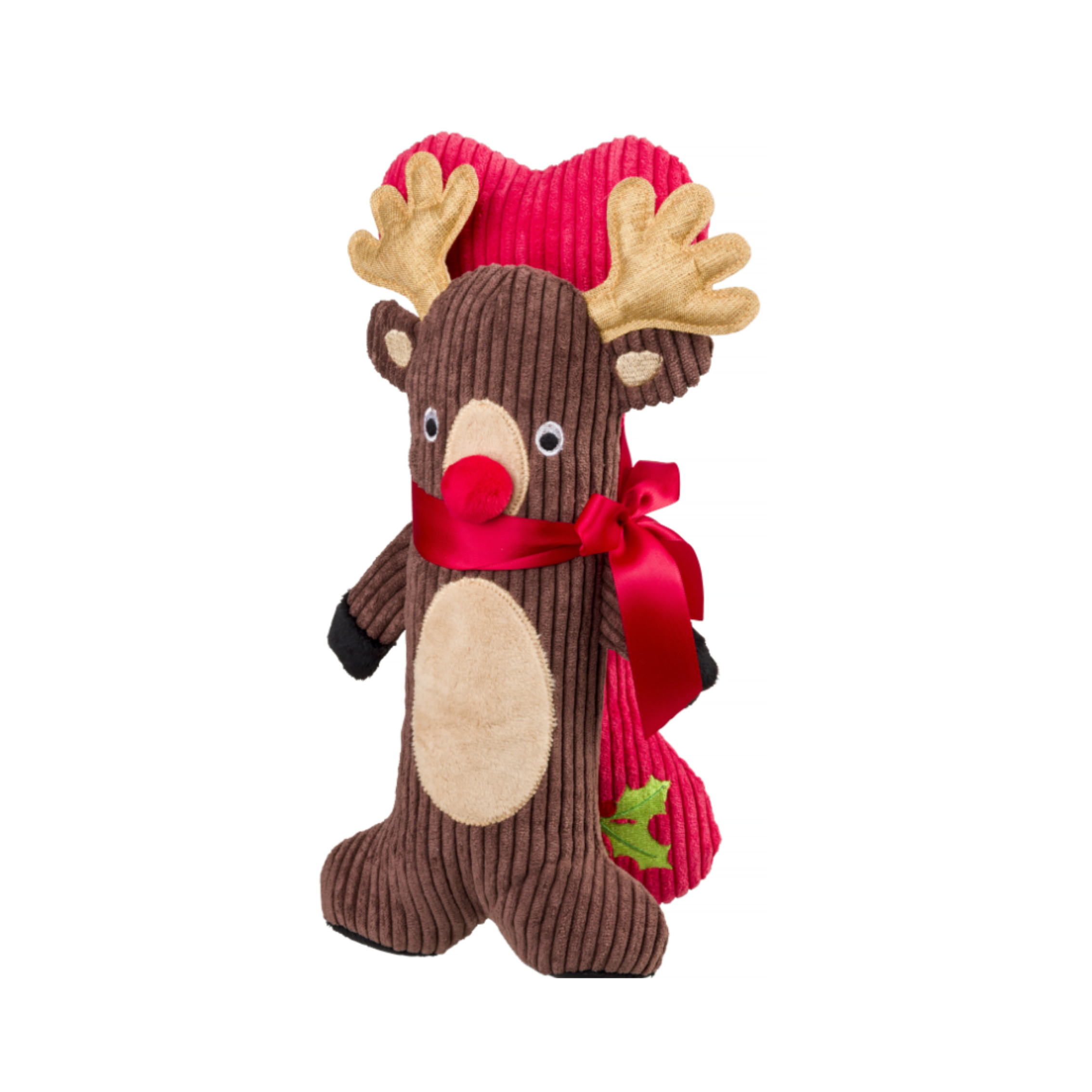 Christmas Rudolph & Bone Dog Toy - 2 Pack