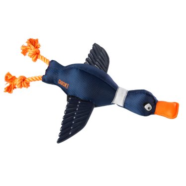 Duck Thrower Dog Toy with TPR Textured Wings; Navy & Khaki - Pawdaw of London