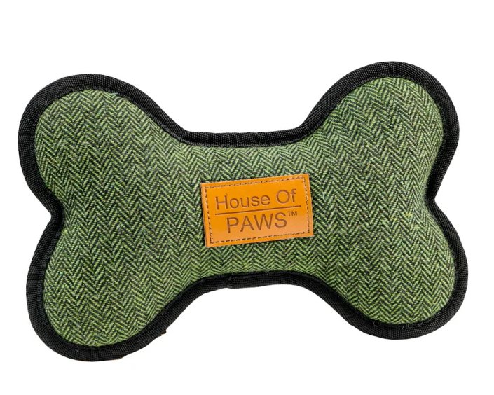 Green Tweed Bone Dog Toy - Pawdaw of London